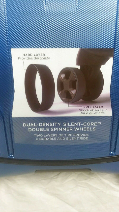 $380 New Delsey Eclipse 25" Hard Travel Spinner Suitcase Luggage Expandable Blue