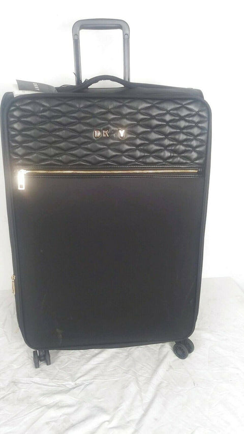$350 DKNY Allure 29" Soft Case Spinner Quilted Travel Suitcase Luggage Black