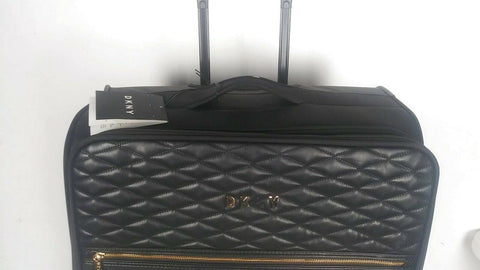 $350 DKNY Allure 29" Soft Case Spinner Quilted Travel Suitcase Luggage Black