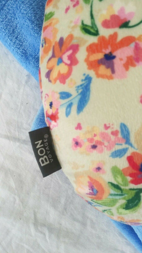 $40 New Bon Voyage Travel Memory foam Neck Pillow & Throw Blanket Set Blue/Multi