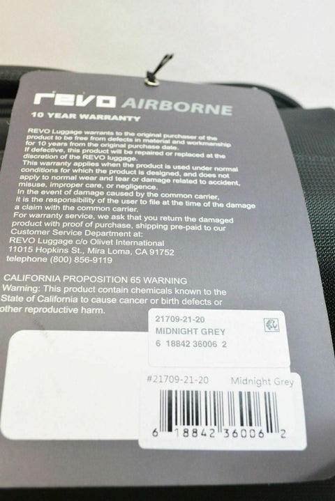 NEW Revo Airborne 20" Soft Spinner Suitcase Carry on luggage Gray