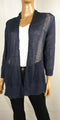 $65 ALFANI Women's 3/4 Sleeve Blue Mixed Knit Front Open Shrug Top Plus Size 1X