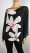 $75 ALFANI Women's Angel Sleeve Black Stretch Floral Print Blouse Top Plus 2X