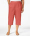 New ALFRED DUNNER Women Coral Pull-On Capri Crop Pants Button Cuffed Plus 24W