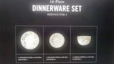 $167 New Martha Stewart Collection Floral Print 12 Piece Dinnerware Set Multi - evorr.com