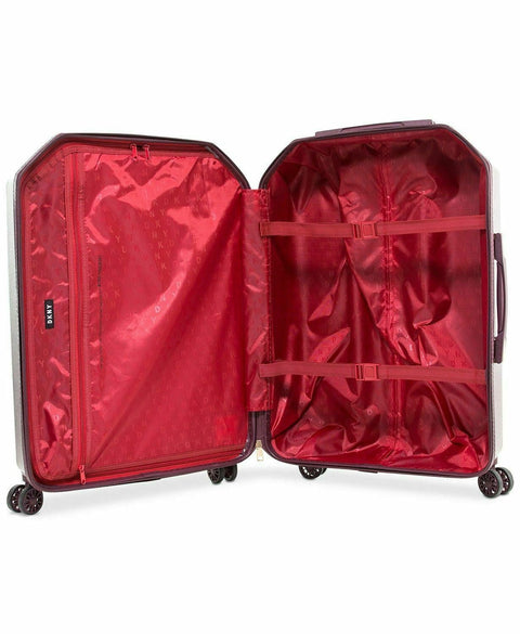 $275 DKNY Allure 24" Hardcase Spinner Wheel Suitcase Travel Luggage Burgundy