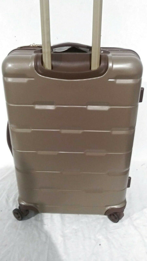 $340 New London Fog Brentwood 24" Hardside Spinner Suitcase Luggage Champagne
