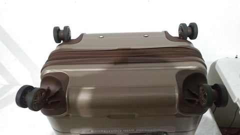 $340 New London Fog Brentwood 24" Hardside Spinner Suitcase Luggage Champagne