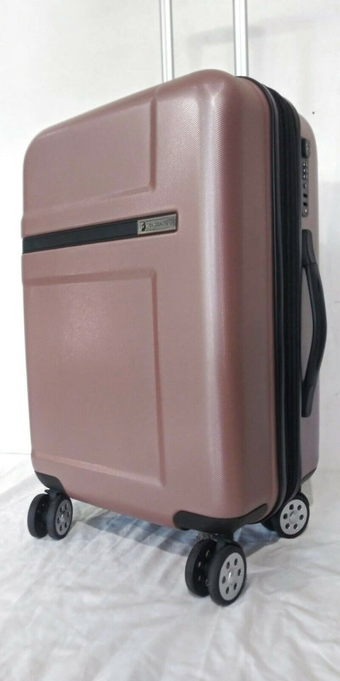 $240 London Fog Southbury 21" Hard Carry On Expandable Luggage Suitcase Pink