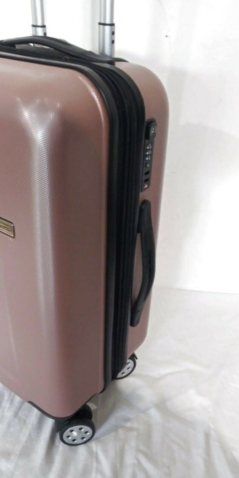$240 London Fog Southbury 21" Hard Carry On Expandable Luggage Suitcase Pink