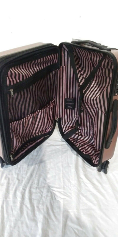 $240 London Fog Southbury 21" Hard Carry On Expandable Luggage Suitcase Pink