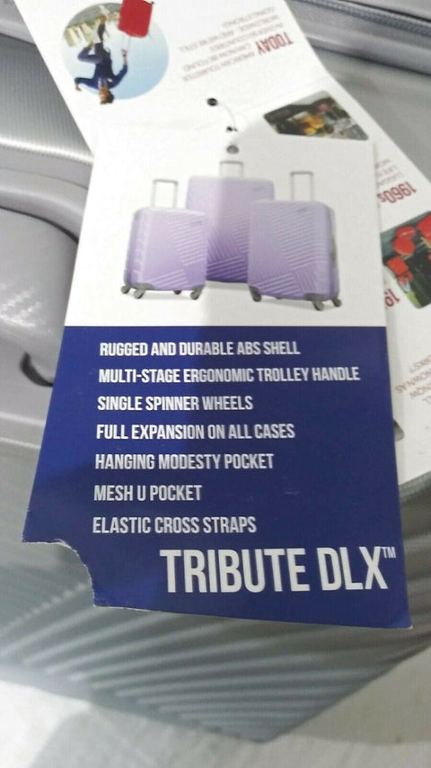 $325 American Tourister Tribute DLX 28" Spinner Suitcase Luggage Hardcase Silver