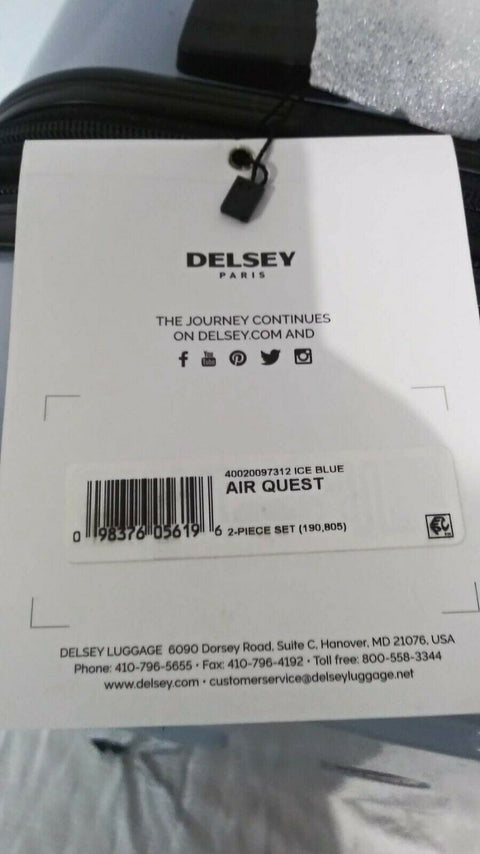 $300 New Delsey Air-Quest 21" Carry-On Spinner Suitcase Hard Luggage Ice Blue