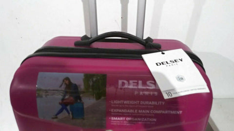 $300  DELSEY Paris Comete 24" Expandable 4 Wheel Spinner Luggage Hard Fuschia