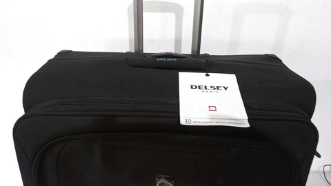 $360 Delsey Helium 360 29" Expandable Spinner Suitcase Luggage Soft Case Black