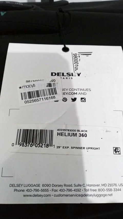 $360 Delsey Helium 360 29" Expandable Spinner Suitcase Luggage Soft Case Black