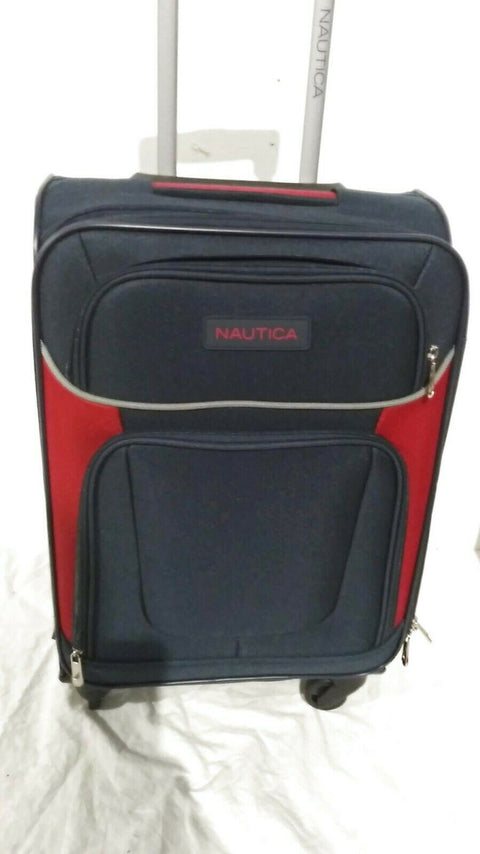 $360 New Nautica Oceanview 20" Luggage Spinner Suitcase Blue Carry On