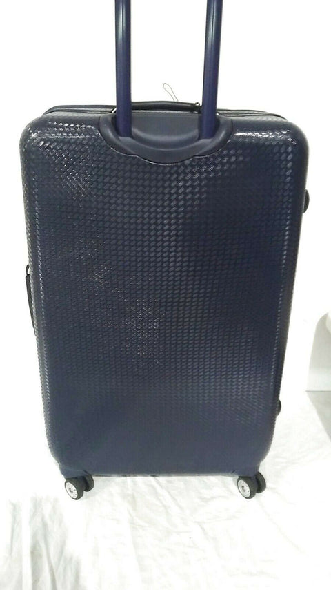 $350 New Tommy Hilfiger Basketweave Hard Case 28" Spinner Suitcase Luggage Blue