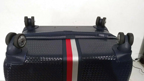 $350 New Tommy Hilfiger Basketweave Hard Case 28" Spinner Suitcase Luggage Blue