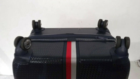 $350 New Tommy Hilfiger Basketweave Hard Case 28" Spinner Suitcase Luggage Blue