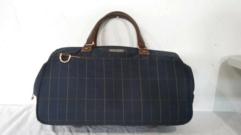 $200 LONDON FOG BRENTWOOD 20" CARRY ON DUFFEL BAG BLUE PLAIDS