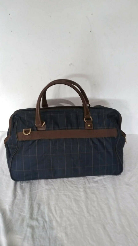 $200 LONDON FOG BRENTWOOD 20" CARRY ON DUFFEL BAG BLUE PLAIDS