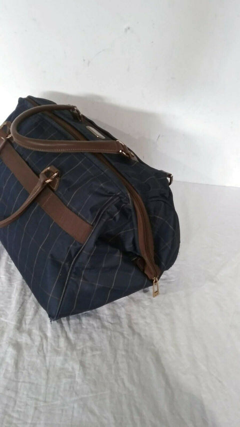 $200 LONDON FOG BRENTWOOD 20" CARRY ON DUFFEL BAG BLUE PLAIDS