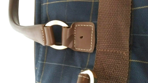 $200 LONDON FOG BRENTWOOD 20" CARRY ON DUFFEL BAG BLUE PLAIDS