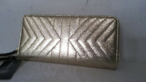 Inc International Glam Metallic Quilted Zip-Around Credit Cards Wallet Bag Gold - evorr.com