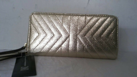 Nuovo I. N.c. Glam Metallico Trapuntato Cerniera Carte di Credito a Borsa Oro