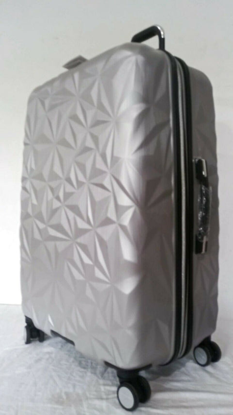 $480 Aimee Kestenberg Geo Edge 28" Hardside Expandable Spinner Luggage Silver