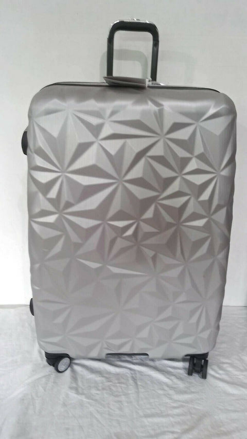 $480 Aimee Kestenberg Geo Edge 28" Hardside Expandable Spinner Luggage Silver