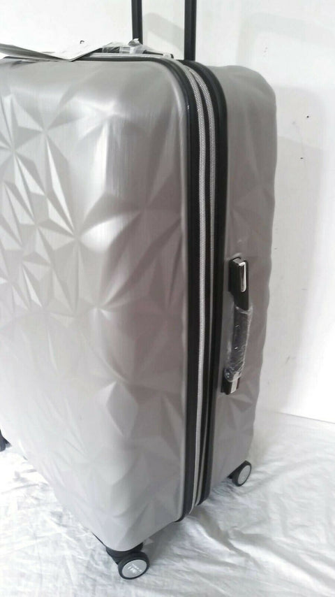 $480 Aimee Kestenberg Geo Edge 28" Hardside Expandable Spinner Luggage Silver