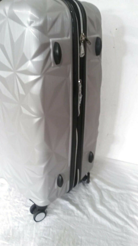 $480 Aimee Kestenberg Geo Edge 28" Hardside Expandable Spinner Luggage Silver