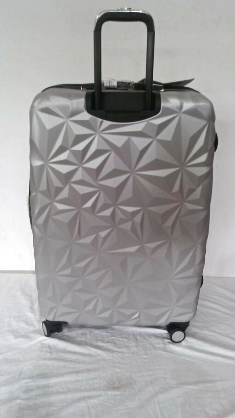 $480 Aimee Kestenberg Geo Edge 28" Hardside Expandable Spinner Luggage Silver
