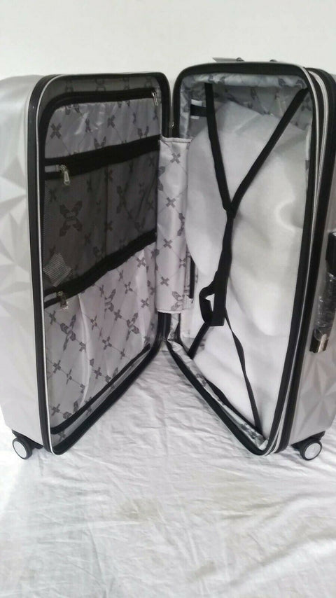 $480 Aimee Kestenberg Geo Edge 28" Hardside Expandable Spinner Luggage Silver
