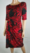 $149 Lauren Ralph Lauren Women's Red Floral Elbow Sleeve Tunic Dress Gathered 8P - evorr.com
