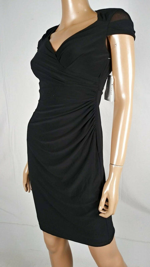 $109 Lauren Ralph Lauren Women's Black Cap Sleeve Tunic Dress Pleated Size 2P - evorr.com