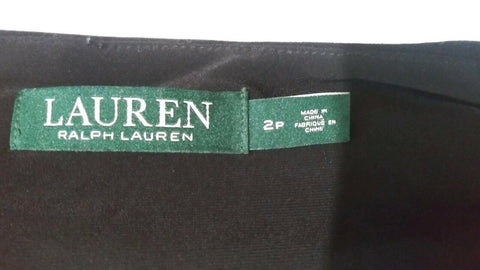 $109 Lauren Ralph Lauren Women's Black Cap Sleeve Tunic Dress Pleated Size 2P - evorr.com