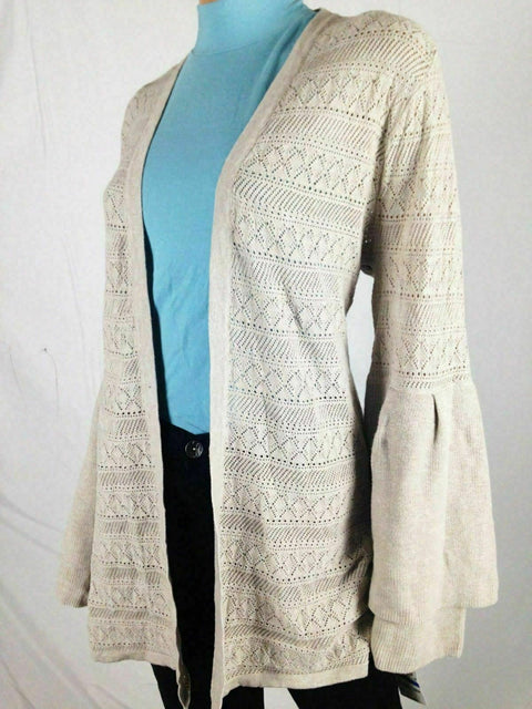 $69 Style&Co. Women Long Sleeve Front Open Bell Sleeve Cardigan Sweater Beige XL