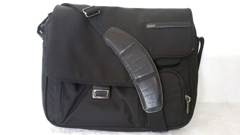 $375 TUMI ALPHA Messenger Laptop Bag Black Nylon Travel Shoulder Bag 26175D4