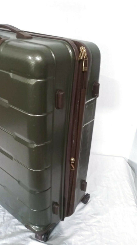 $280 London Fog Brentwood 28" Hard Case Spinner Suitcase Luggage Green Upright