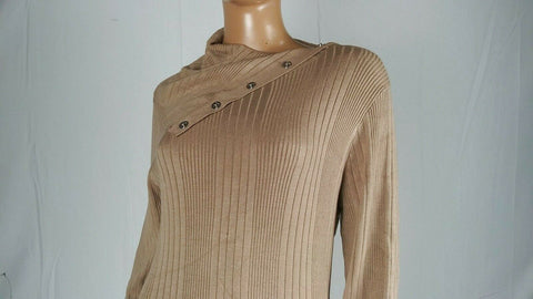 $108 NEW GUESS Women's Long Sleeve Button Neck Sweater Midi Dress Beige XL - evorr.com