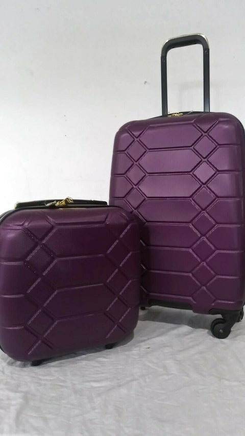$400 New Aimee Kestenberg Diamond 2-PC Carry-On Luggage Set Underseat Bag Purple