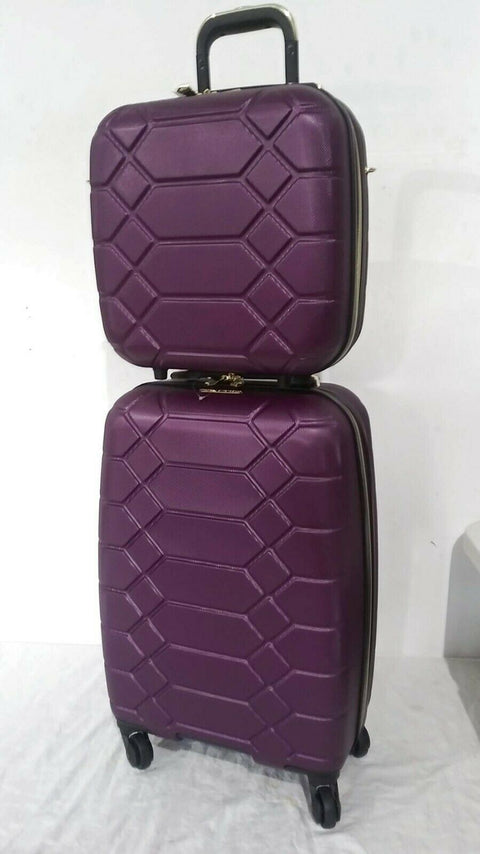 $400 New Aimee Kestenberg Diamond 2-PC Carry-On Luggage Set Underseat Bag Purple