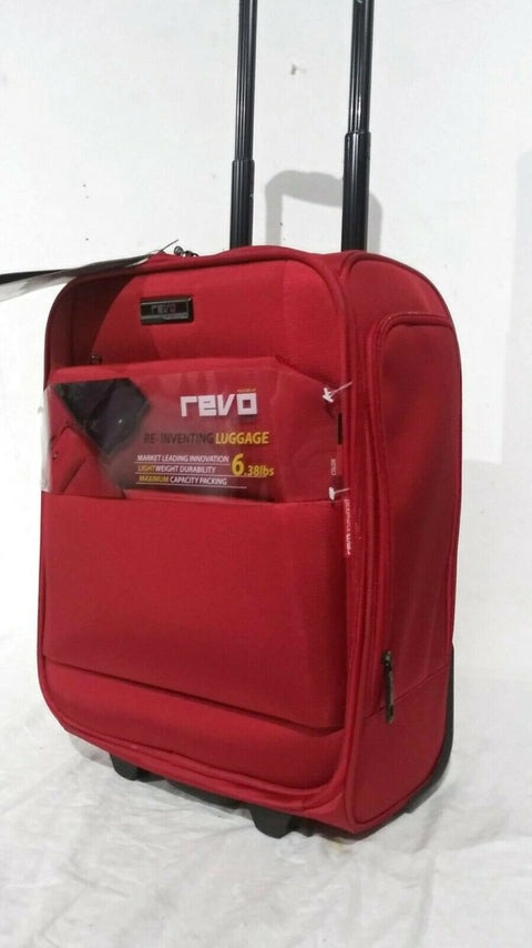 $180 NEW REVO Airborne Carry-On Two Wheeled Suitcase Luggage Red 18"