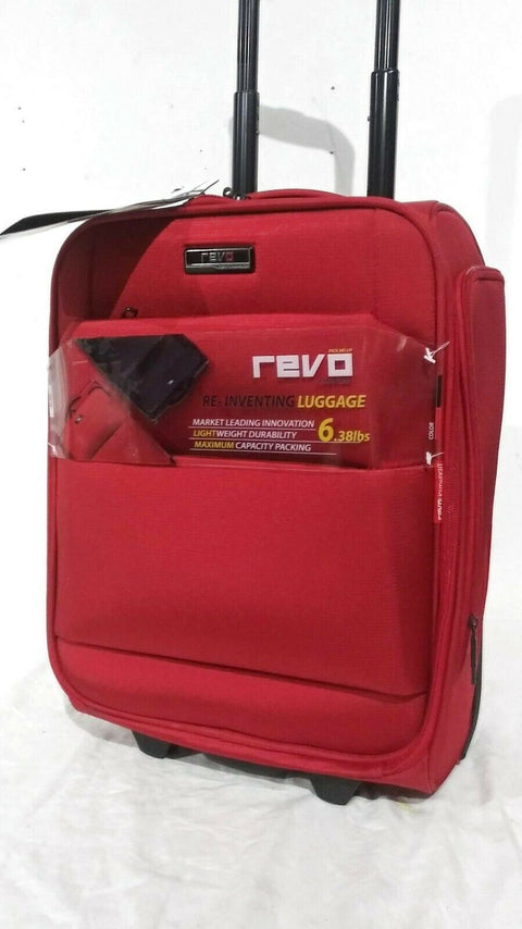 $180 NEW REVO Airborne Carry-On Two Wheeled Suitcase Luggage Red 18"