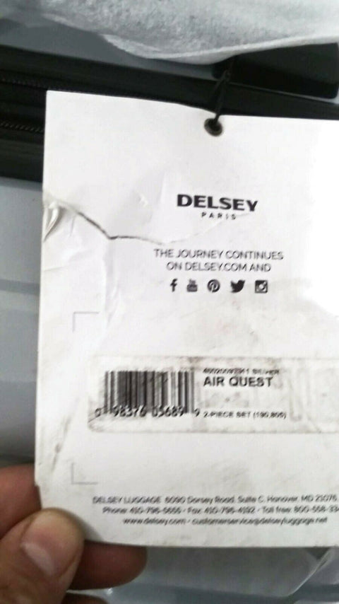 $300 New Delsey Air-Quest 21" Carry-On Spinner Suitcase Hard Luggage Gray
