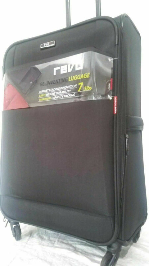 $200 NEW REVO Airborne 25" Soft Shell Spinner Suitcase Luggage Gray