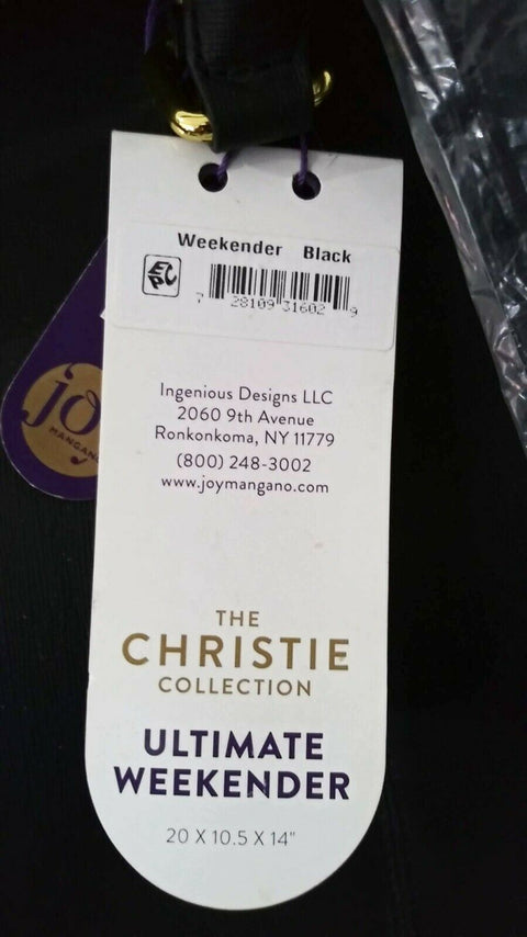 $380 New Joy Mangano Christie Weekender, Black Saffiano Leather Travel bag